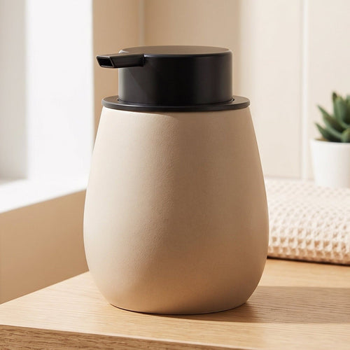 Kookaco ceramic foam soap dispenser - matte light brown, centered